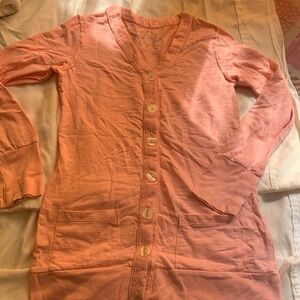 Long Coral Pink Kids Button-Up Sweater